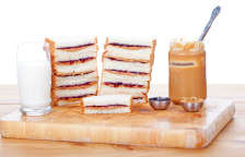 Jam and peanut butter sandwiches.
